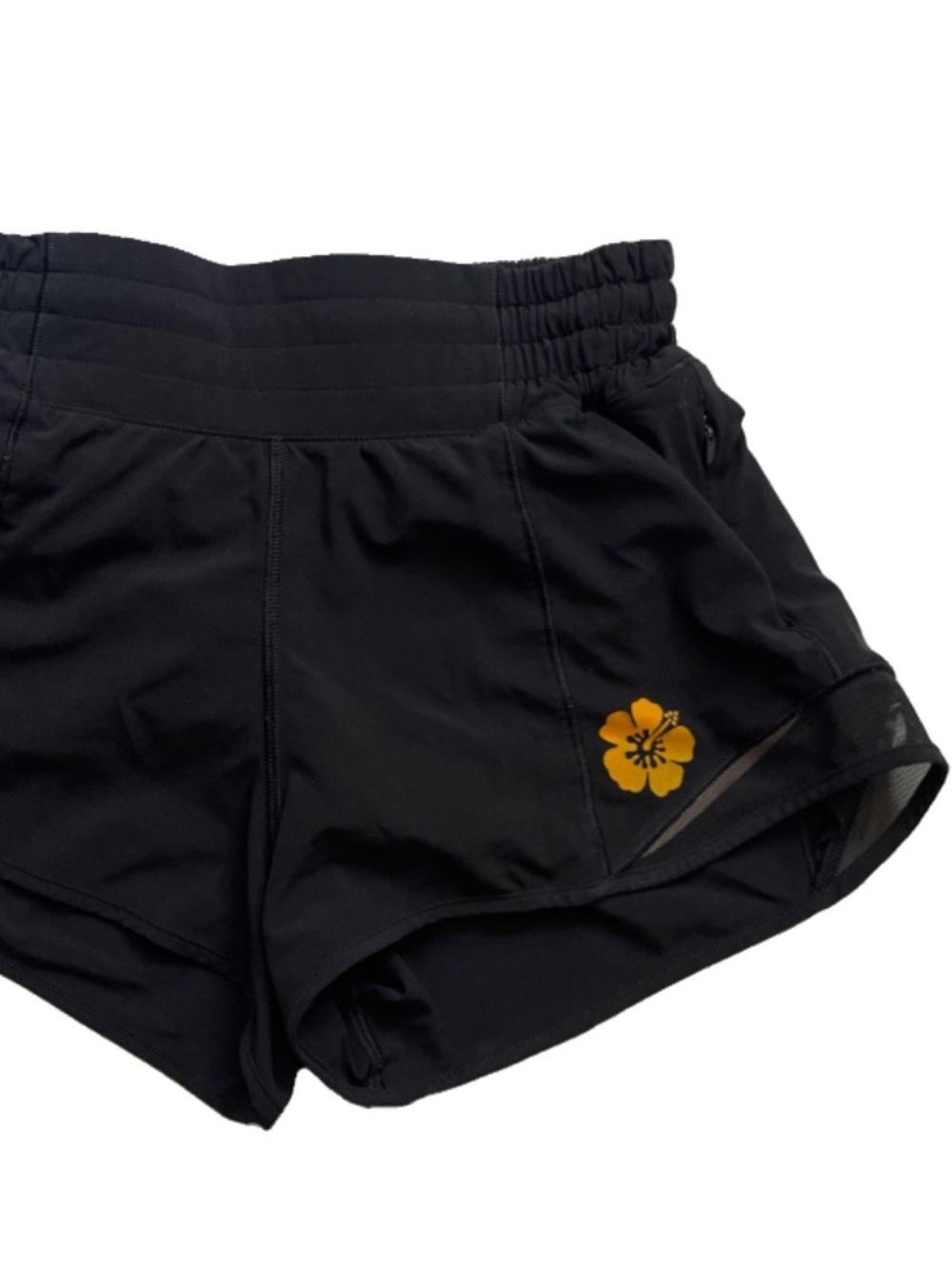 Lululemon Hotty Hot Shorts size 0 Hawaii Exclusive Hibiscus 2.5" Lined Black   W